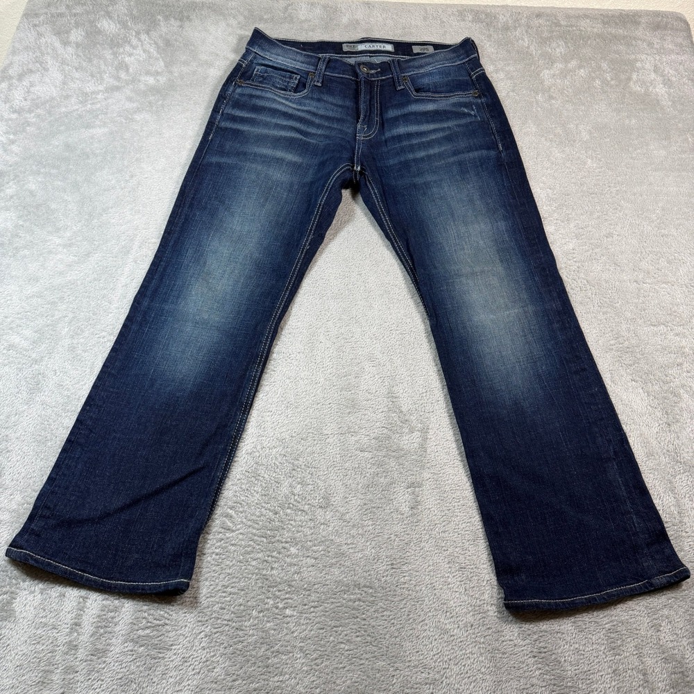 BKE Carter Jeans Mens 29S (Fits 32x28) Blue Bootleg Faded Denim AVM20159